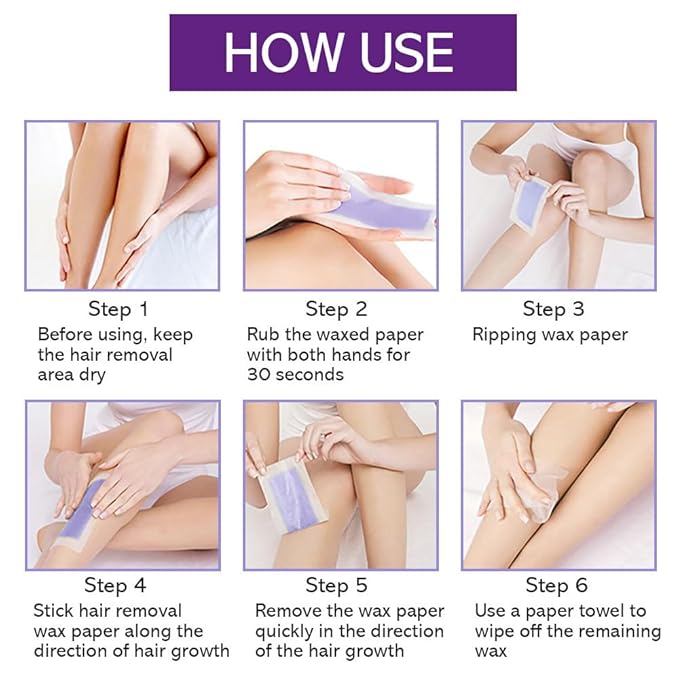 Wax Strips 100 Strips Removal Waxing Strips Patch/Patches Hair Body wax strips for Hair Removal at Home for Men and Women Depilatory Patch 100 Wax Strips + 24 Calming Oil Wipes