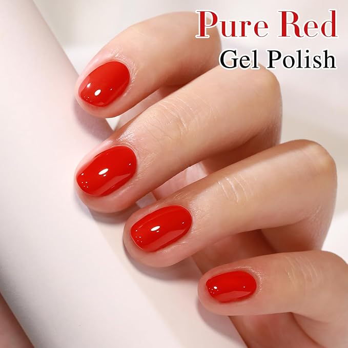 Double Rhythm 0.50 OZ Gel Polish Hema Free Same Color Same Bottle Golden Round Translucent Neutral Natural Milky 15 ML Jelly UV Polish Art DIY at Home (Red-C1091)