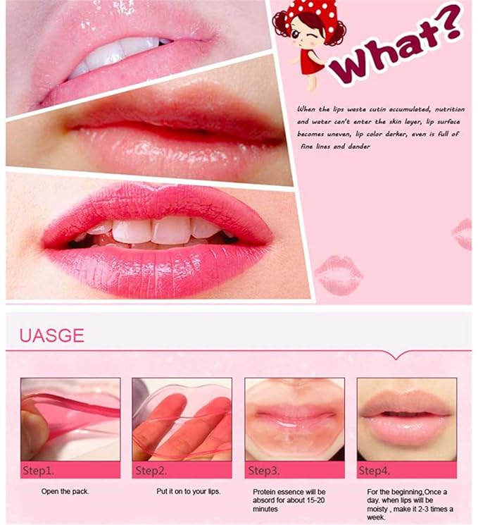 30PCS Collagen Lip Mask,Crystal Moisturizing Gel Sheet Lip Patches for Dry Mouth & Anti-Chapped, Face Care Pads, Plumping Your Mouth, Rose Pink