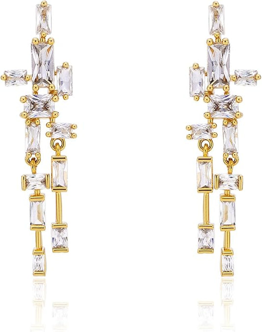 OZEL 14K Gold & Silver Plated Paperclip Chain Earrings with Cubic Zirconia – Dangle, Hoop, Huggie, Stud Styles – Women’s Fashion Jewelry Gift