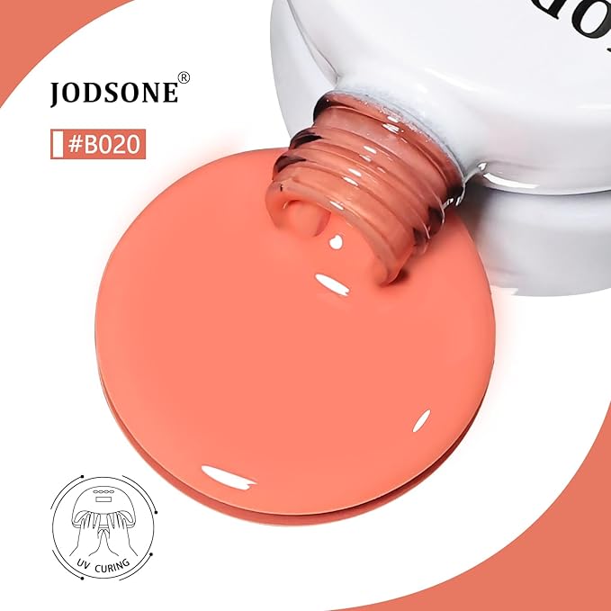 JODSONE Coral Orange Gel Nail Polish 10ml Soak Off Nail Polish Orange Nail Color Salon Quality Long-Lasting Vegan & Cruelty-Free Low Odor Need U V Lamp Curing