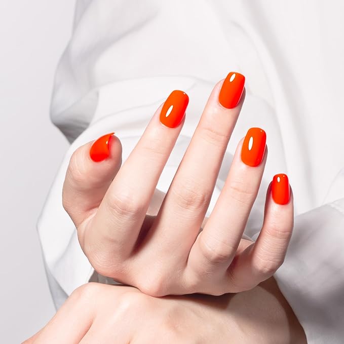 MAYCHAO 15ML Gel Nail Polish 1Pc Gel Polish Soak Off UV LED Nail Polish Nail Art Starter Manicure Salon DIY at Home, 0.5 OZ Neon Orange