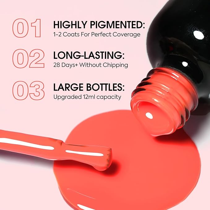 VENALISA Orange Gel Nail Polish 1 Pcs 12ml Coral Orange Color Gel Polish Soak Off UV Salon Manicure DIY at Home Nail Art For Girls Women