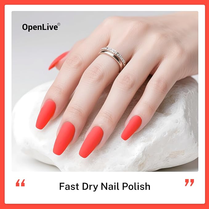 OpenLive 16.5ml Neon Red Nail Polish Glossy Shine Finish Large Volume Quick Dry Nail Polish, Long Lasting Shine, Fingernail Toenail Nail Art DIY Home Travel Nail Art Gift