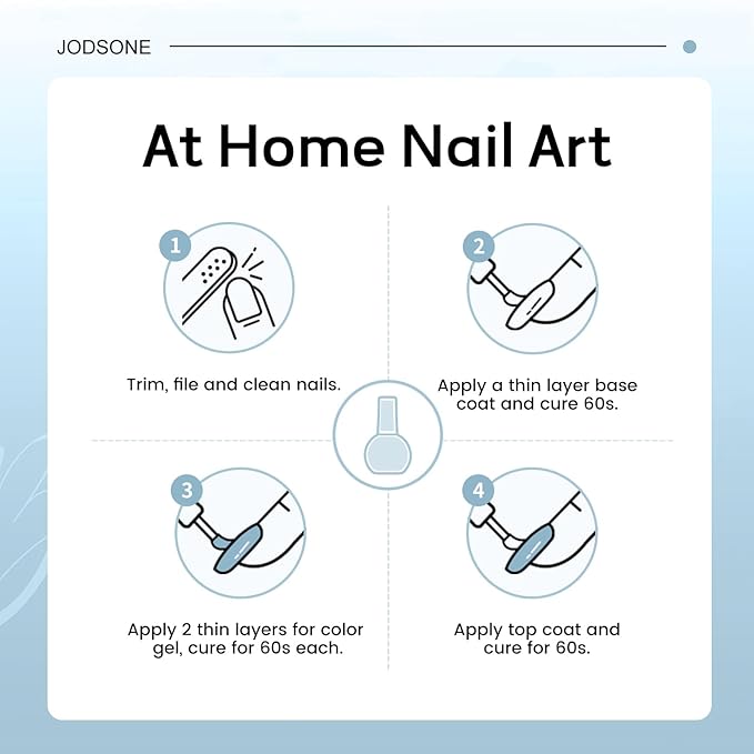 JODSONE Clear Blue Gel Nail Polish 10ml Light Blue LED Gel Polish Professional Finish Chip-Resistant Easy Application Need U V Lamp Curing