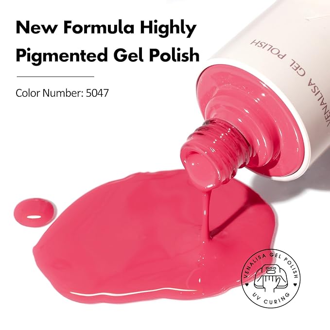 VENALISA Pink Gel Nail Polish, 1 Pcs Pink Gel Polish Color High Gloss Soak Off U V Nail Manicure Salon and DIY at Home Gifts for Women