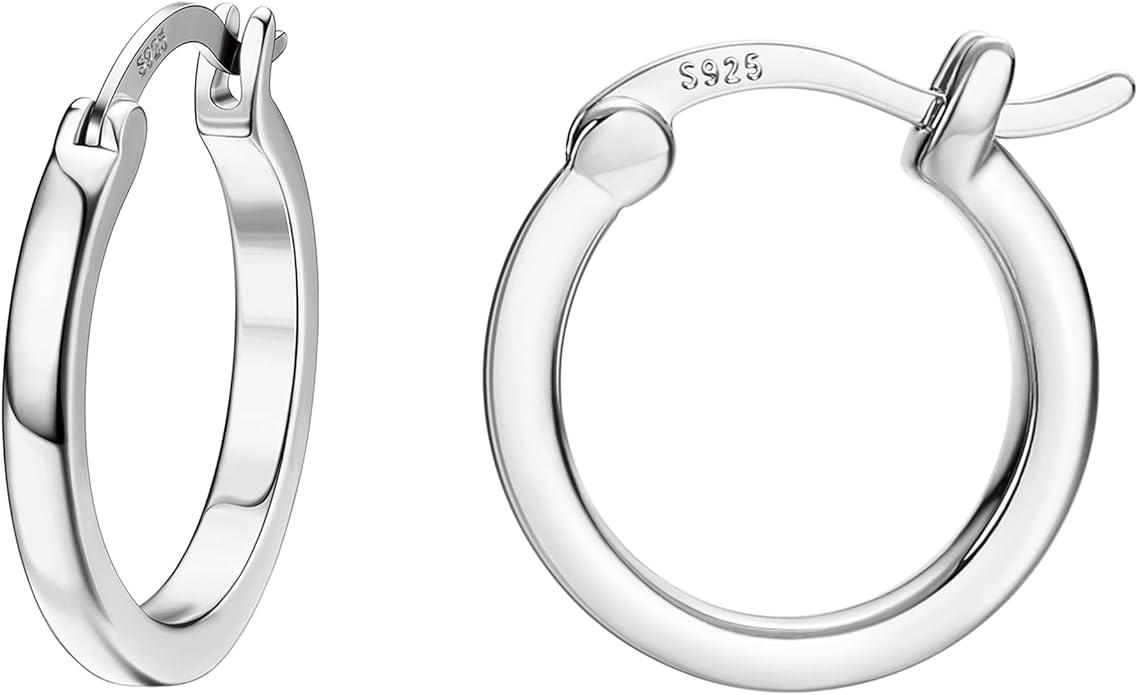 Hayoso 18K Gold Plated Hoop Earrings - 925 Sterling Silver Hoop Earrings Womens Hypoallergenic Hoops | Square Tube Hoop Earrings for Women 15mm/20mm/30mm/40mm