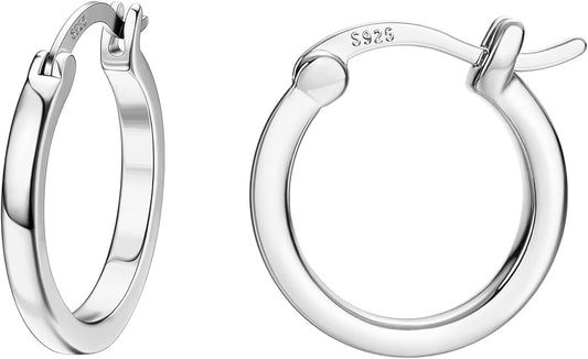 Hayoso 18K Gold Plated Hoop Earrings - 925 Sterling Silver Hoop Earrings Womens Hypoallergenic Hoops | Square Tube Hoop Earrings for Women 15mm/20mm/30mm/40mm