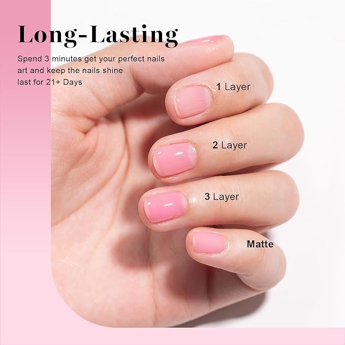 RARJSM Sheer Jelly Gel Polish Clear Pink Gel Nail Polish Transparent Light Pink Pastel Nude Nail GelPolish Varnish Curing Requires LED UV Translucent French Manicure Soak Off for Home Salon 1pcs 15ml