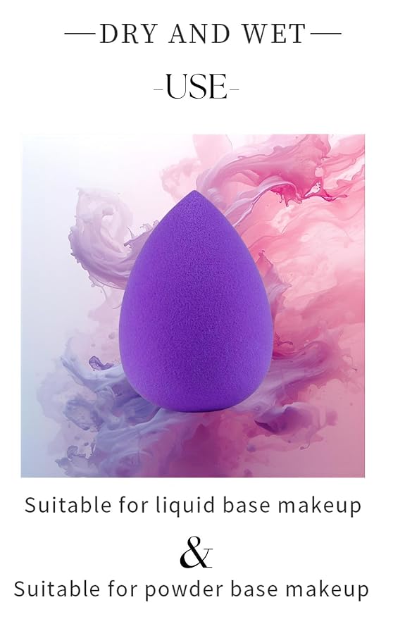 Makeup Sponge Blender, 4 Pack, Flawless Foundation Blending, Latex-Free Cosmetic Applicator Puff for Liquid, Cream, & Powder