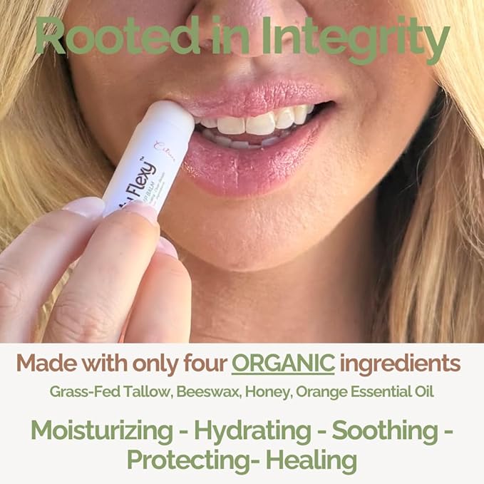 100% Organic Lip Balm Hydrating, Grass-Fed Beef Tallow Lip Balm, Made with Pasture Raised Tallow, Honey, Beeswax, & Orange Essential Oil, Lip Balms & Moisturizers - 1 Pack
