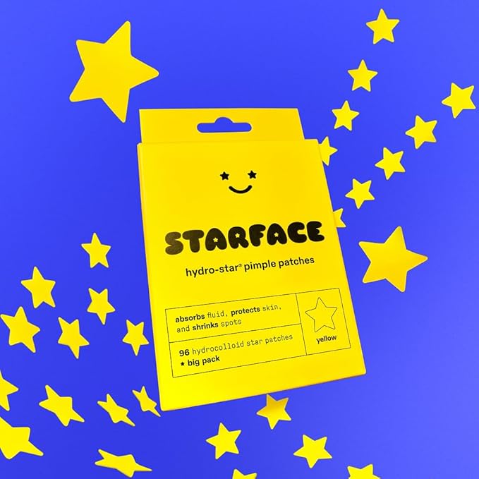 Starface Hydro-Stars BIG PACK, Hydrocolloid Pimple Patches, Absorb Fluid and Reduce Redness, Cute Star Shape, Cruelty-Free Skincare (96 Count)