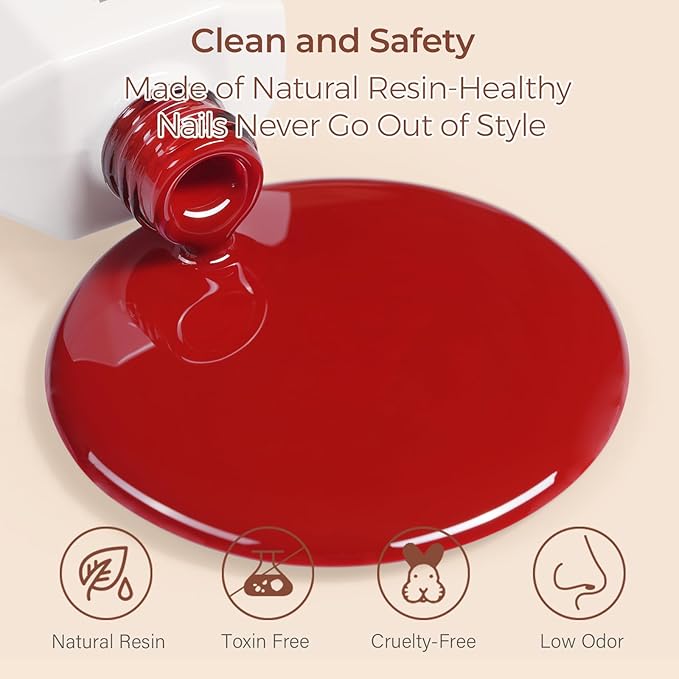 AILLSA Cherry Red Gel Nail Polish Burgundy Dark Nail Polish Blood Color Fall Winter Gels Polish Garnet Carmine Opaque Nails Soak Off U V Gel Polish Manicure Salon at Home 0.51 Fl Oz/GF03