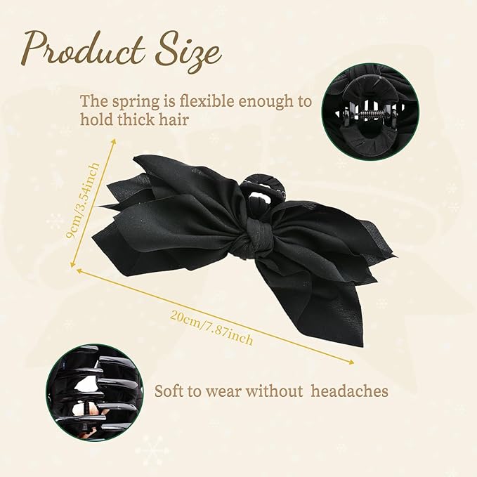 Bow Claw Hair Clips 4PCS Big Hair Bows for Women Butterfly Styling Large Hair Clips for Thin Thick Curly Hair Hair Accessories for Girls Teen Gifts for Valentine's Day