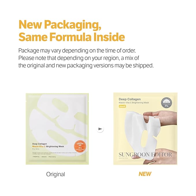 SUNGBOON EDITOR Deep Collagen Niacin-Vita C Overnight Mask | Brightening & Wrinkle Care Mask | 2,160,000PPB Collagen + Niacinamide + Vita C | Korean Skincare, 4ea