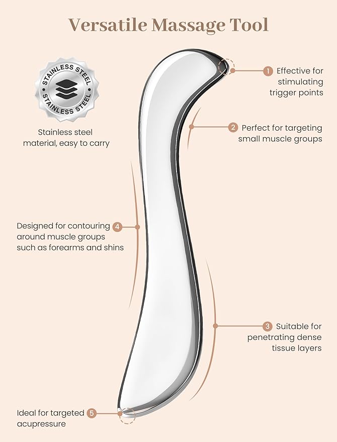 lifechill Stainless Steel Gua Sha Tools for Whole Body, Heavy-Duty Metal Muscle Scraper Tool for Pain Relief Deep Tissue, FSA Eligible Items, Fascia Massage Tools for Soft Tissue Therapy