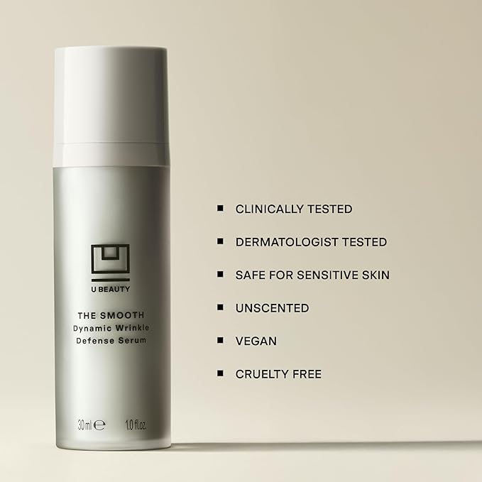 U Beauty The SMOOTH Dynamic Wrinkle Defense Serum - Multi-Peptide Complex, Copper Peptides, Retinol, Centella Exosomes, Vegan Silk Protein for Visible Wrinkle Reduction, Firming & Hydration, 30ml
