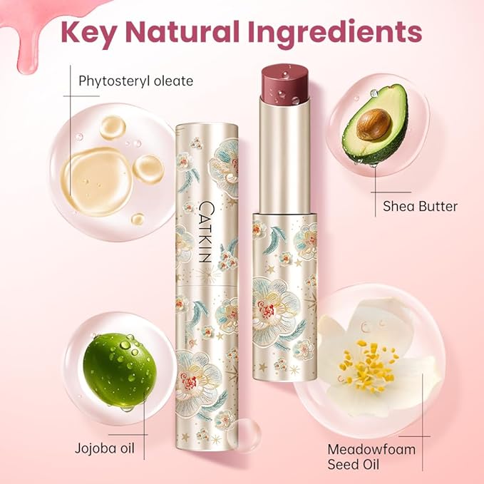 CATKIN Glossy Lip Balm 3pcs Gift Set, Ultra Hydating Glow Lip Tinted Jelly Plump Melting Balm Shea Butter Repair Soothing For Dry Lips Dewy Finished 0.12 oz 02