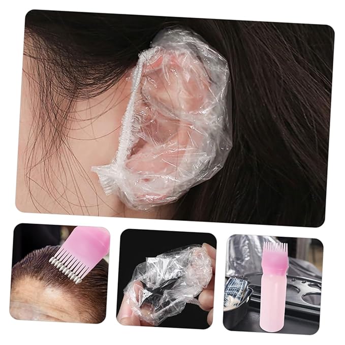ASAKKURA Portable Hair Dye Kit with Applicator Bottle Flexible Coloring Tools Complete Hair Dyeing Accessories for Home and Salon Use Pink