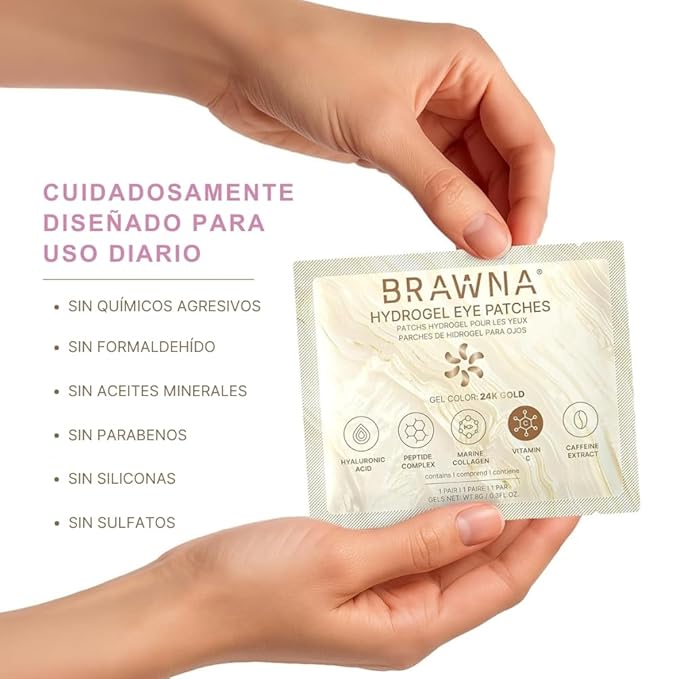 BRAWNA Under Eye Patches – Hydrogel Masks with Retinol, Collagen & Hyaluronic Acid – For Puffy Eyes, Wrinkles, Eye Bags & Dark Circles – Pearl Glow – 24 Pairs