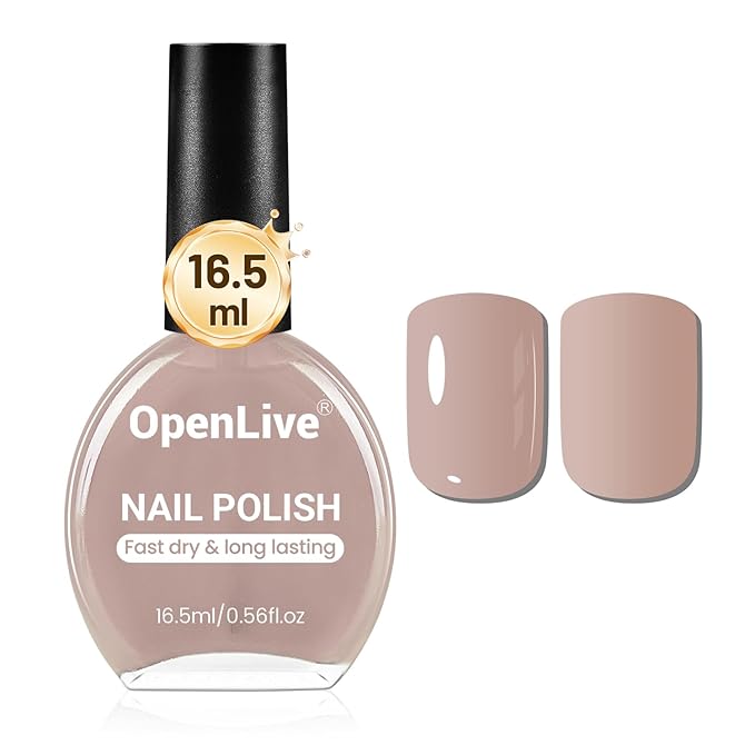 OpenLive 16.5ml Light Brown Nail Polish Large Volume Quick Dry Nail Polish, Long Lasting Shine, Fingernail Toenail Nail Art DIY Home Travel Nail Art Gift