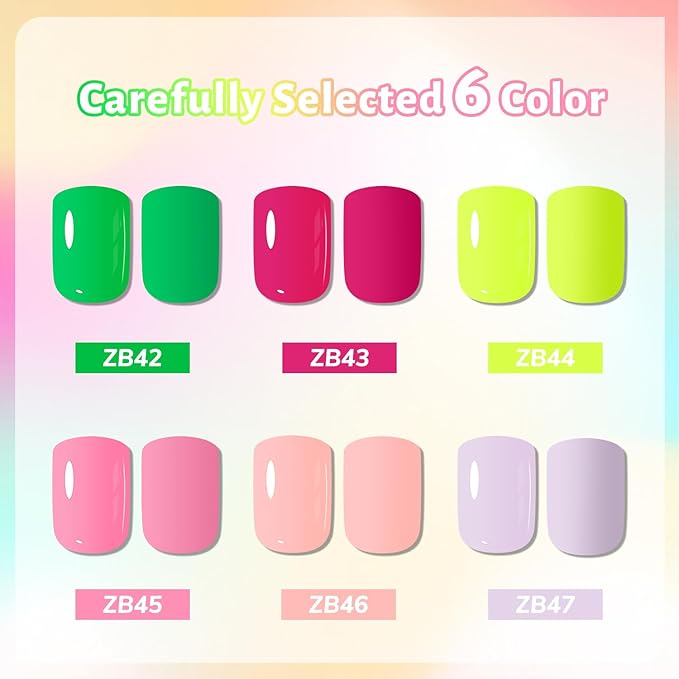 OpenLive 10ml Nail Polish Set 6 Colors Green Color Rose Red Light Pink Yellow All Seasons Neutral Color Quick Dry Nail Polish Set for Women Salon DIY Nail Art
