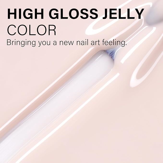 AILLSA Nude Gel Nail Polish Cloud Kiss Jelly Gel Polish Sheer Light Neutral Translucent Gel Polish Long Lasting Milky White Peach Color Soak Off U V Gel for French Manicure Nail Art at Home 0.51 Oz