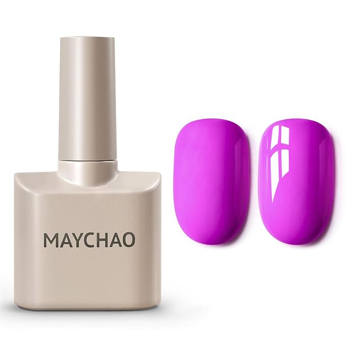 MAYCHAO 15ML Purple Gel Nail Polish 1Pc Bright Purple Gel Polish Soak Off UV LED Nail Polish Nail Art Starter Manicure Salon DIY at Home, 0.5 OZ