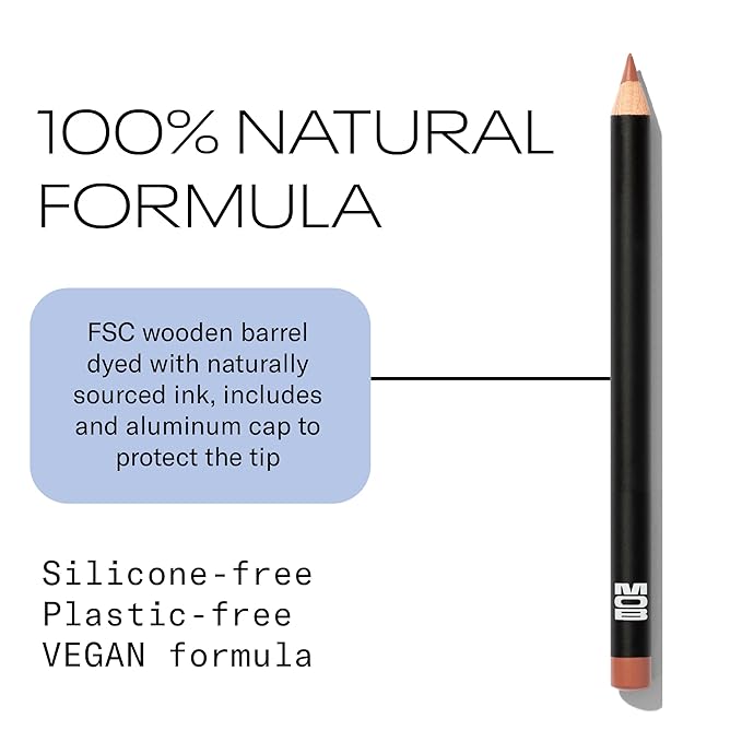 MOB Beauty Smooth Precision Waterproof Lip Liner M1990 Cool Tone Neutral – Long-Wearing, Glide-On Formula with 100% Natural Ingredients, Vegan and Cruelty-Free, Plastic-Free Formula and Packaging