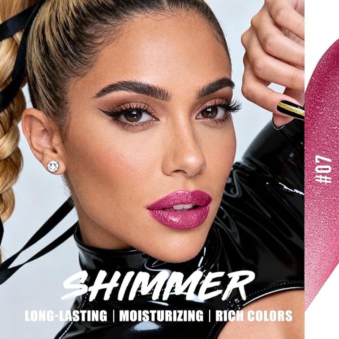 Jolilab 2Pcs Glitter Lip Kit - Velvet Matte & Nude Matte Lipstick + Glitter Lip Gloss/Glitter Lipstick High Pigmented Long-Lasting Waterproof Beauty Cosmetics Gift for Women(#01+02)