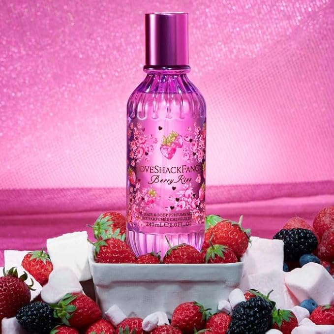 Berry Kiss Hair & Body Perfume Mist with Marshmallow - Light, Sweet Fragrance with Marshmallow and Fruity Notes, Refreshing Daily Mist for Skin and Hair, Travel-Friendly Spray - (3 oz)