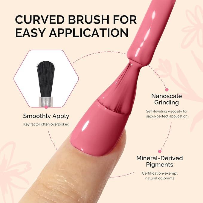 MelodySusie Fleurwee Plant Based Gel Nail Polish, Hema Free Light Rose Pink Nail Polish, Soak Off UV LED Gel Polish Gift for Women 21 Non Toxic Long Lasting Nail Art Manicure Salon DIY at Home B1604