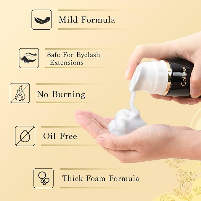 Lash Shampoo -100 ML Eyelash Shampoo Eyelash Extension Cleanser for Lash Extensions with Brush Eyelash Wash for Extensions & Natural Lashes/Paraben & Sulfate Free Safe Makeup Remover