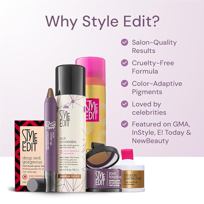 Style Edit Root Touch Up Powder for Medium Red Hair | Cover Up Hair Color for Grays and Roots Coverage | Mineral Infused Binding Hairline Powder | 0.13 oz. Tub
