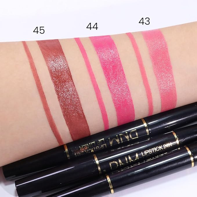 evpct 1Pcs Plummy Terracotta Shine Lip Liner and Lipstick Combo Set Kit for Women, Moisturizing Glossy Tinted Lip Stick Balm, Sheer Shine Juicy Finish, Lightweight Hydrating Formula Lip Care 45#