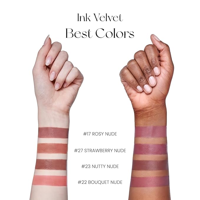 Peripera Ink the Velvet Lip Tint - High Pigment Color, Longwear, Weightless, Gluten-Free, Paraben-Free (017 ROSY NUDE)