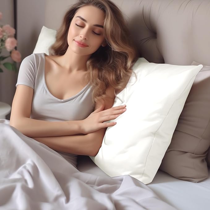 INFIIXSO Mulberry Silk Pillowcase for Hair and Skin, Silk Pillow Cases Queen with Hidden Zipper 20x30 Inches, Extraordinary Smooth and Soft Cooling Pillow Cases for Hot Sleepers(Cream, 1 Pack)