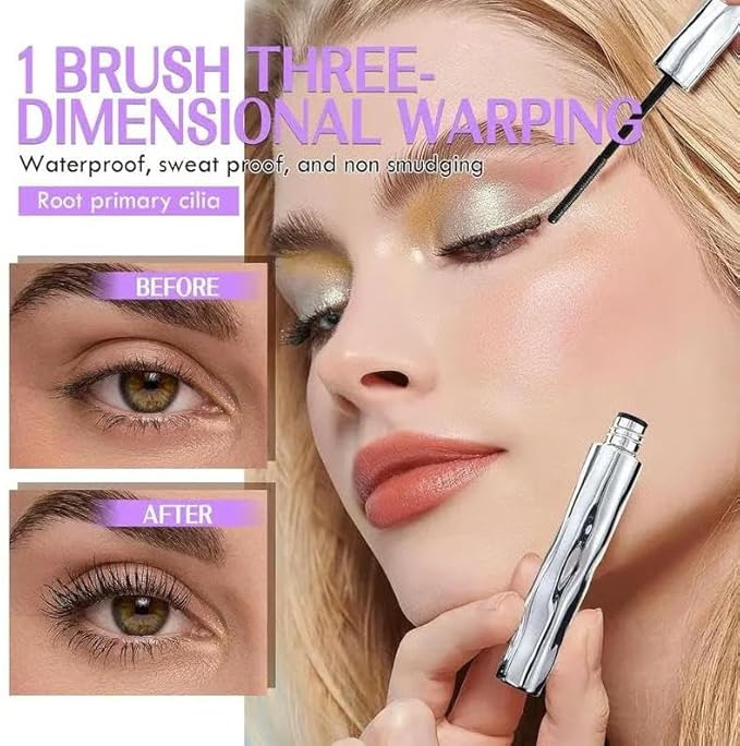 Eyelash Primer,Tubular Eyelash Primer,NEW Waterproof & Sweatproof Lengthening & Curling Mascara,Ultimate Mascara Set for Lengthening and Curling,Natural And Non-Smudged (3PCS)