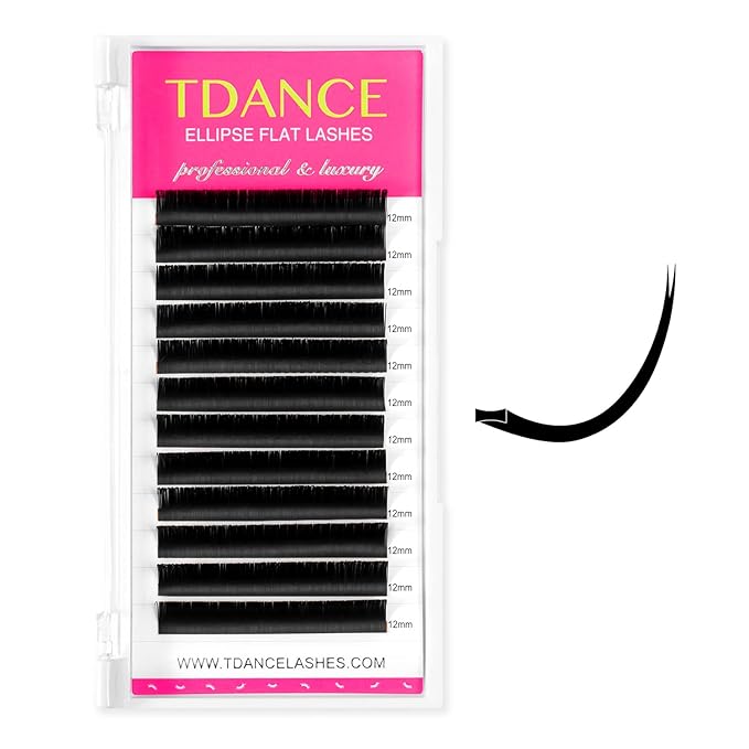 TDANCE Classic Lash Extensions Flat Lashes Eyelash Extensions 0.2mm D Curl Ellipse Eyelash Extensions 11mm Mixed Black Matte Individual Lashes Salon Use(Flat,D-0.2,11mm)