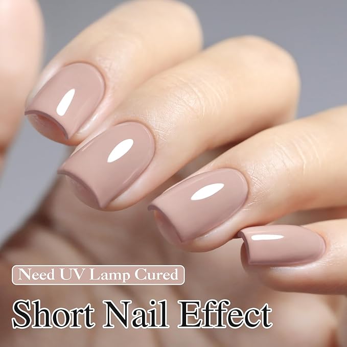 Double Rhythm Gel Polish 15ML Jelly Sheer Pastel Light Milky Color Pearl White Bottle 1 PC 0.5 OZ Full Size Nail Art Salon at Home (Milky Khaki-D1467)