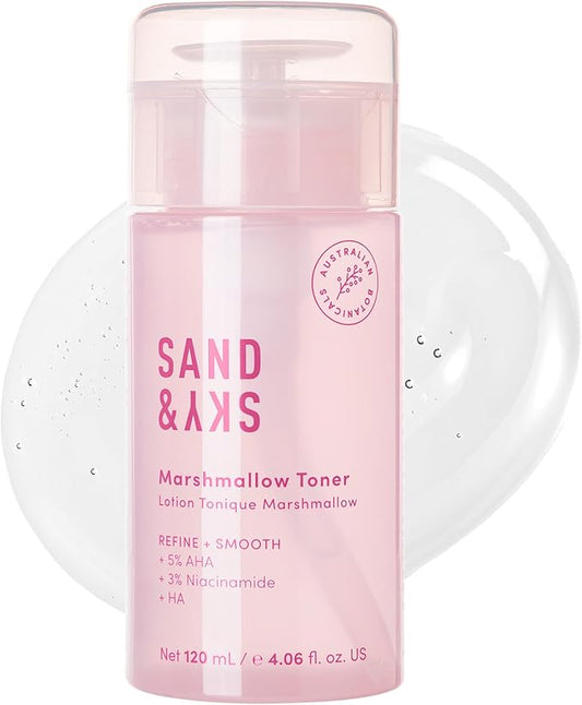 Sand & Sky Australian Essentials Brightening Toner with Niacinamide & Glycolic Acid - Marshmallow Extract Essence, Exfoliates & Strengthens Skin, 4.2 fl oz