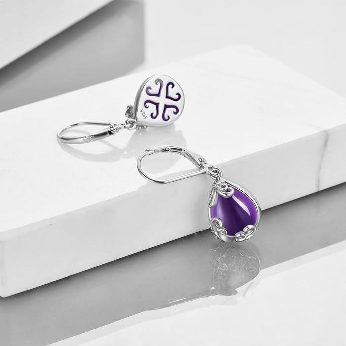 POPLYKE Celtic Filigree Teardrop Drop Dangle Earrings Sterling Silver Leverback Earrings Jewelry for Women