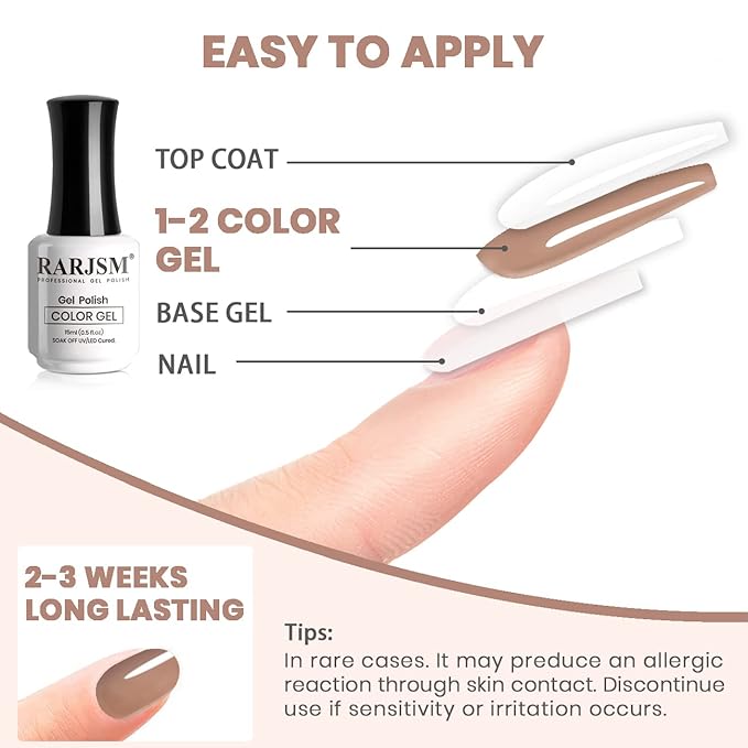 RARJSM Gel Nail Polish Nude Chocolate Brown Milky Gel Nail Polish Opaque Skin Tone 15ml 1 Piece Neutral Colors Soak Off UV LED Cured Nail GelPolish for Nail Art French Manicure Salon DIY Home