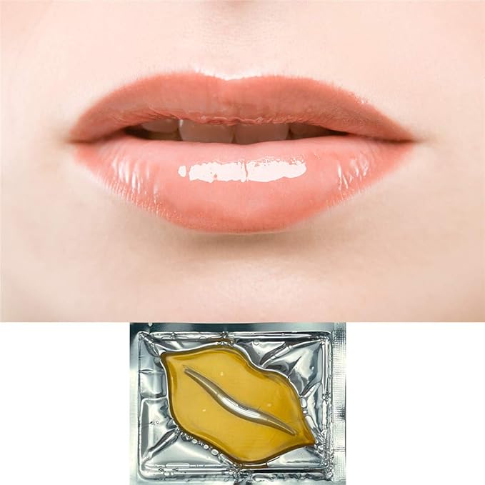 30PCS Collagen Lip Masks,Crystal Moisturizing Gel Sheet Lip Patches for Mouth Care & Anti-Chapped, Smoothing Lines, Plumping Your Lips Attractive, Gold