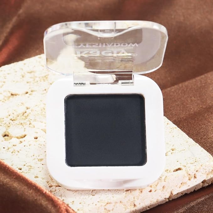 Matte Single Eye Shadow Palette Makeup, Matte Black Monochrome Eyeshadow For Older Women, Mini Pressed Monochrome Pigmented Waterproof Sombras Para Ojos,Vegan, Talc, Paraben&Cruelty Free, 07