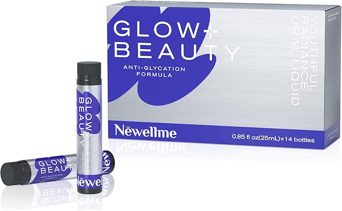 NEWELLME Antioxidant Collagen Shots – Glow+ Beauty Liquid Antioxidant with Hyaluronic Acid, Anti-Glycation Support for Smooth, Radiant Skin, Hair & Nails, 14 Bottles