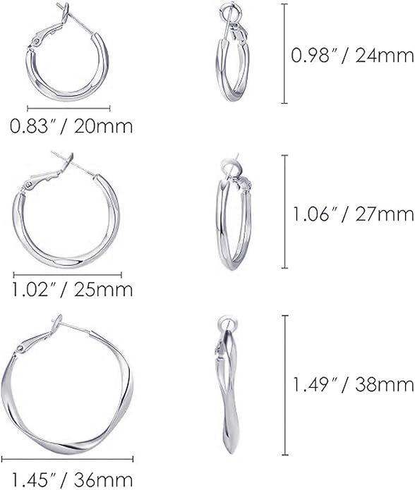 Gold Hoop Earrings Set for Women: Thick 14k Gold Plated Oval Teardrop Sensitive Ear Jewelry Pack Hypoallergenic Hoops Earringsfor Women Fashion (20-35mm)