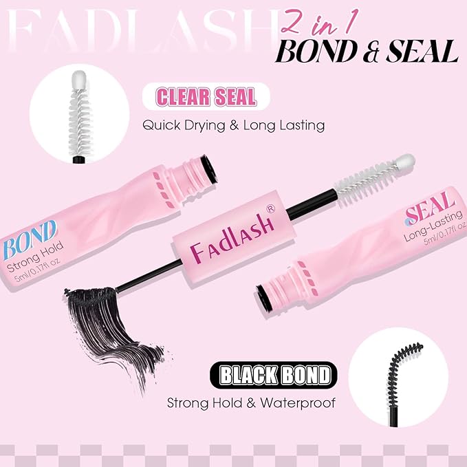 FADLASH Lash Clusters Kit DIY Lash Extension Kit D Curl 0.07 Natural Eyelash Extension Clusters Wispy Lash Clusters with Lash Bond and Seal Lash Tweezer for Self Application(F32-0.07D, 8-16mm Kit)
