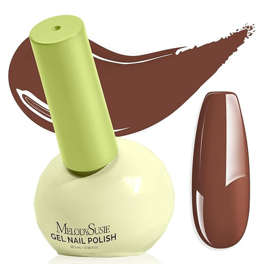 MelodySusie Highly Pigmented Gel Nail Polish, 0.56 Fl Oz Soak Off UV LED Brown Gel Polish, Plant-Based Formula, 16.5ml Tilt-and-Stand Bottle, TPO & HEMA Free, Gift for Nail Art at Home & Salon