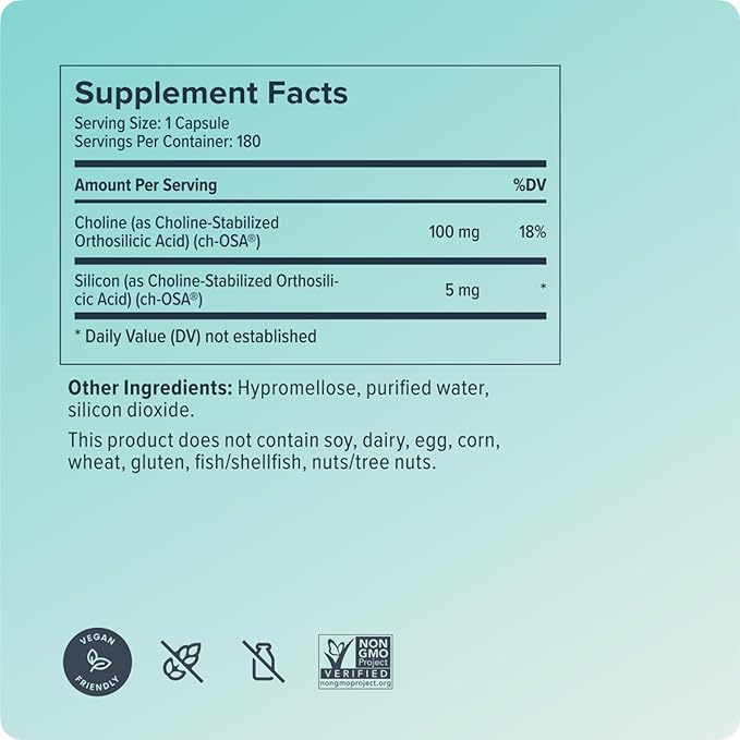Biosil Collagen Booster Supplement - 180 Vegan Capsules - Patented ch-OSA Activator for Skin, Hair, Nails & Joints - Supports Natural Production - 90-Day Supply